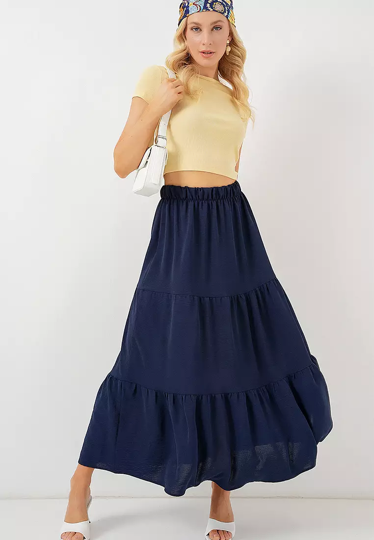 Women's Ayrobin Long Skirt 8048 - Navy Blue