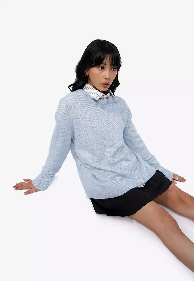 Oversized Long Sleeve Sheer Sweater