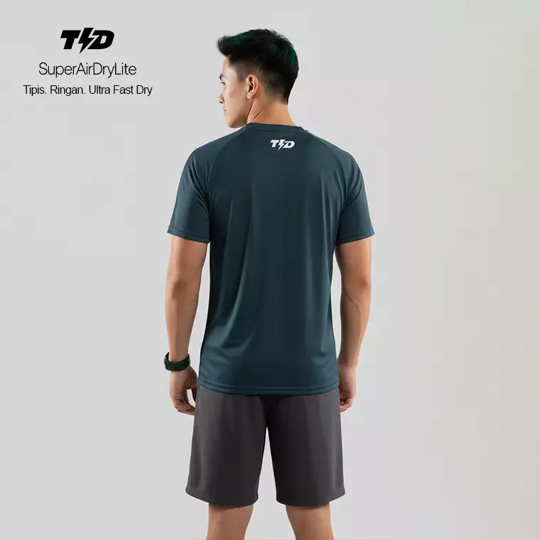 TDACTIVE Kaos Lari Pria Lengan Pendek drifit tipis ringan stretchy - abu putih MSB18