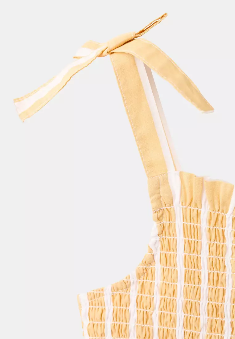 Striped Playsuit With Ruched Detail