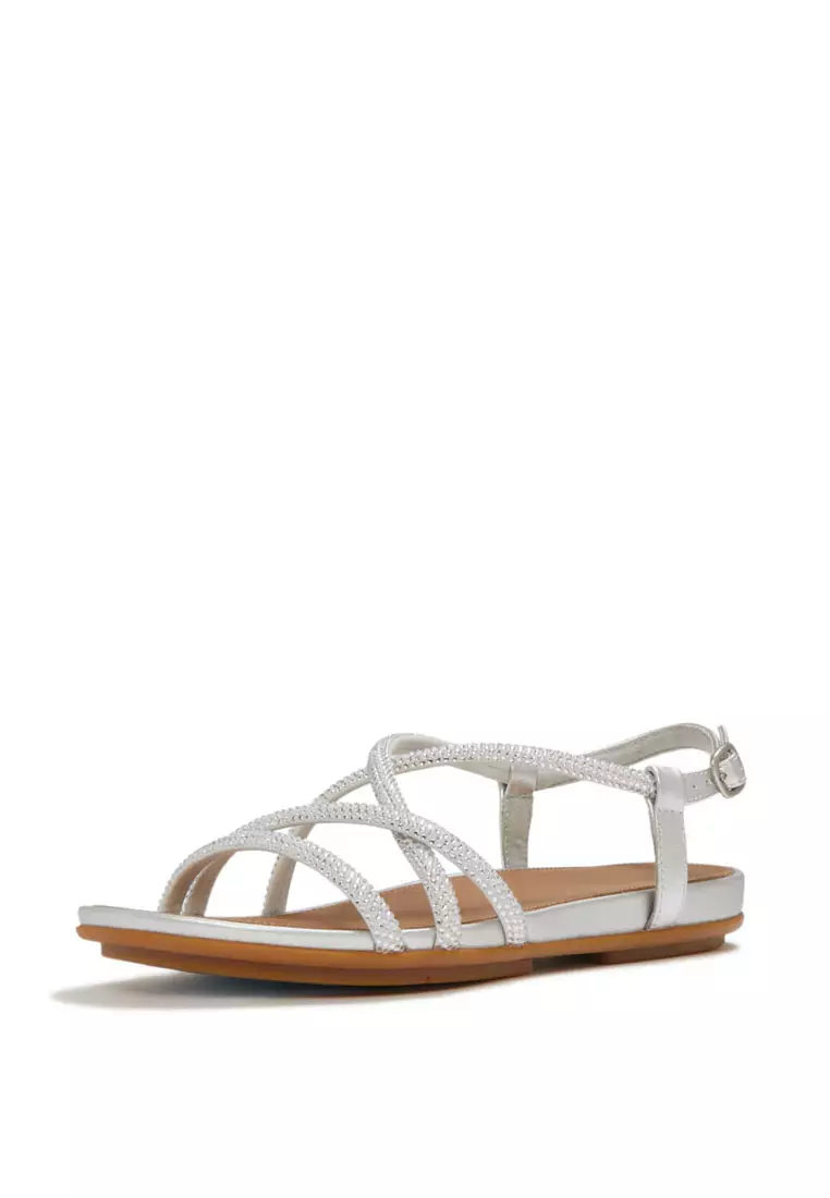 GRACIE Women's Crystal Strappy Back-Strap Sandals  - Silver (A3Z-011)