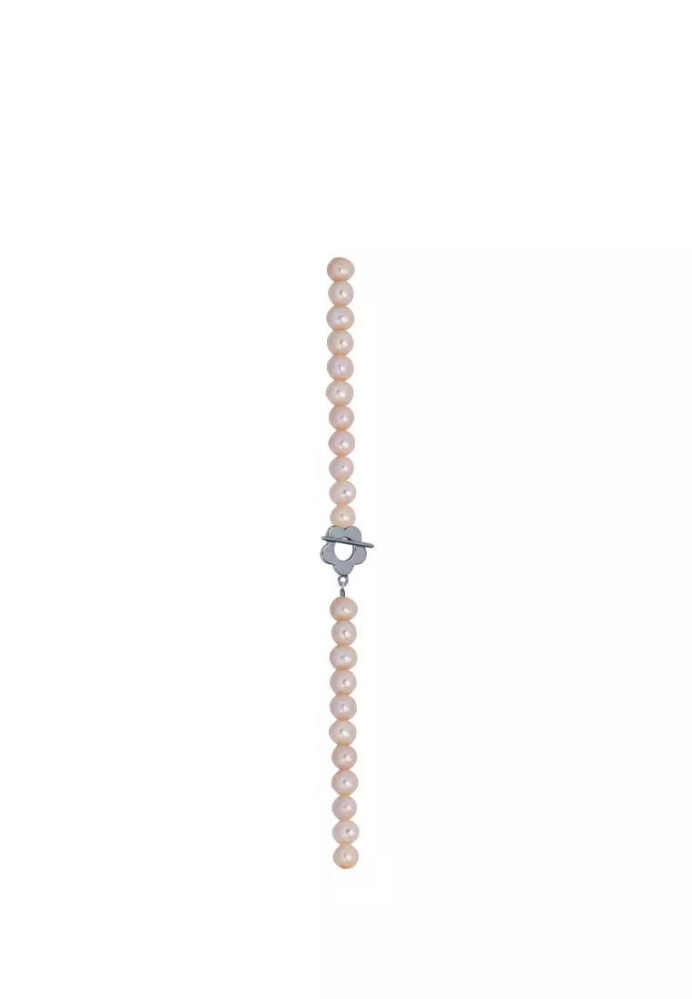 TOMEI Natural Pink Tone Pearl Necklace, White Gold 585
