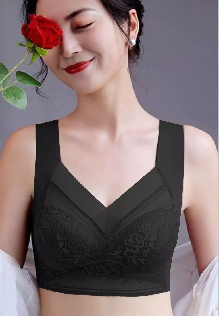 Buy Kiss & Tell Premium Lena Lace Plus Size Seamless Bralette Top in Dark  Grey Online