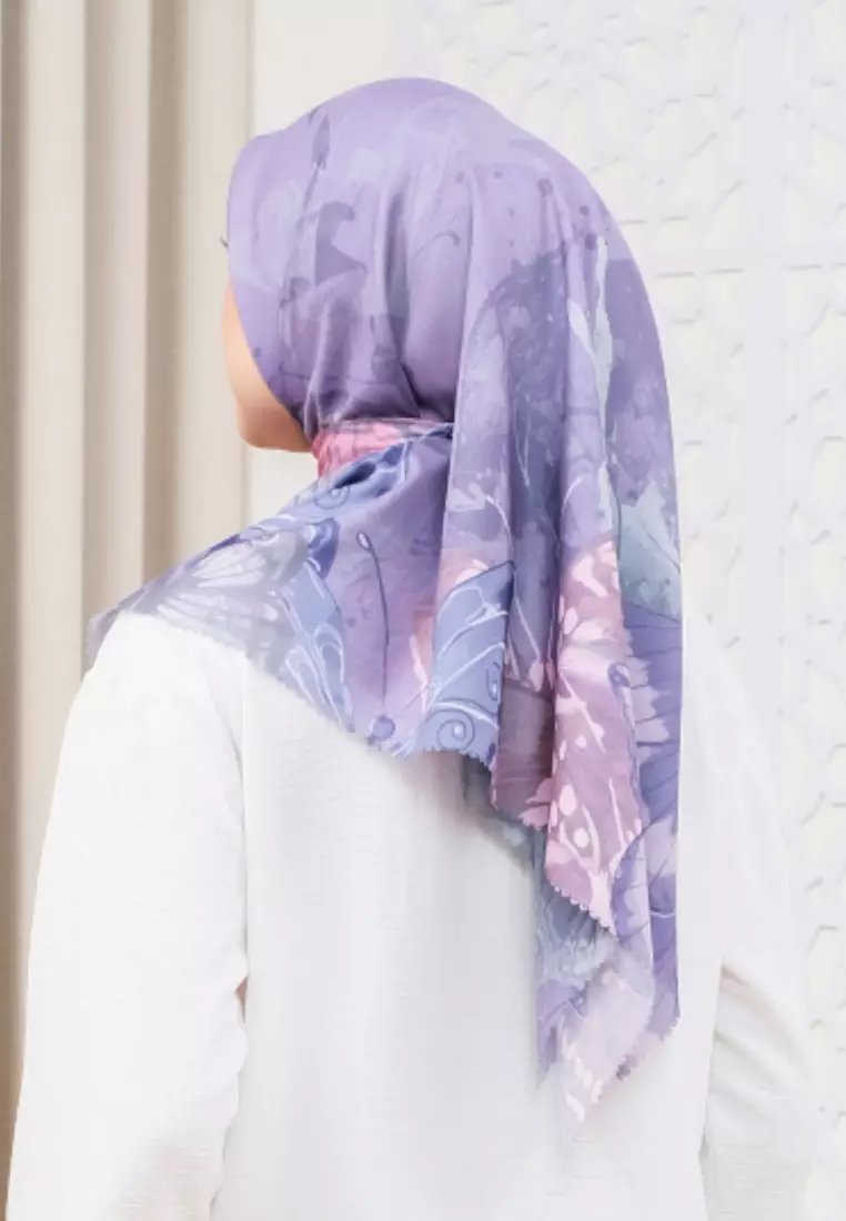 Hijab Segi Empat Wanita Premium Kupu-kupu Series Signature Square Voile Scarf Ultraviolet
