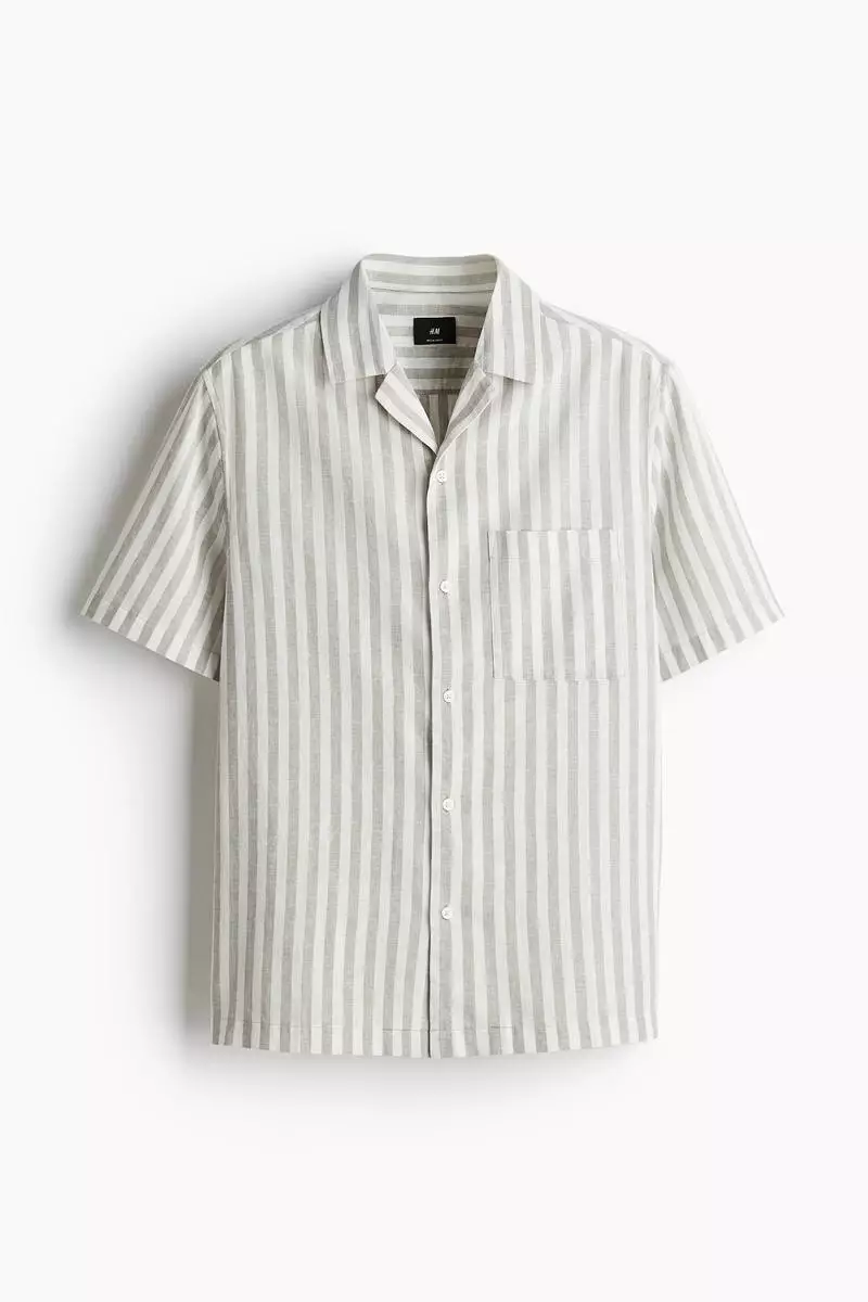 Regular Fit Short-sleeved linen-blend shirt
