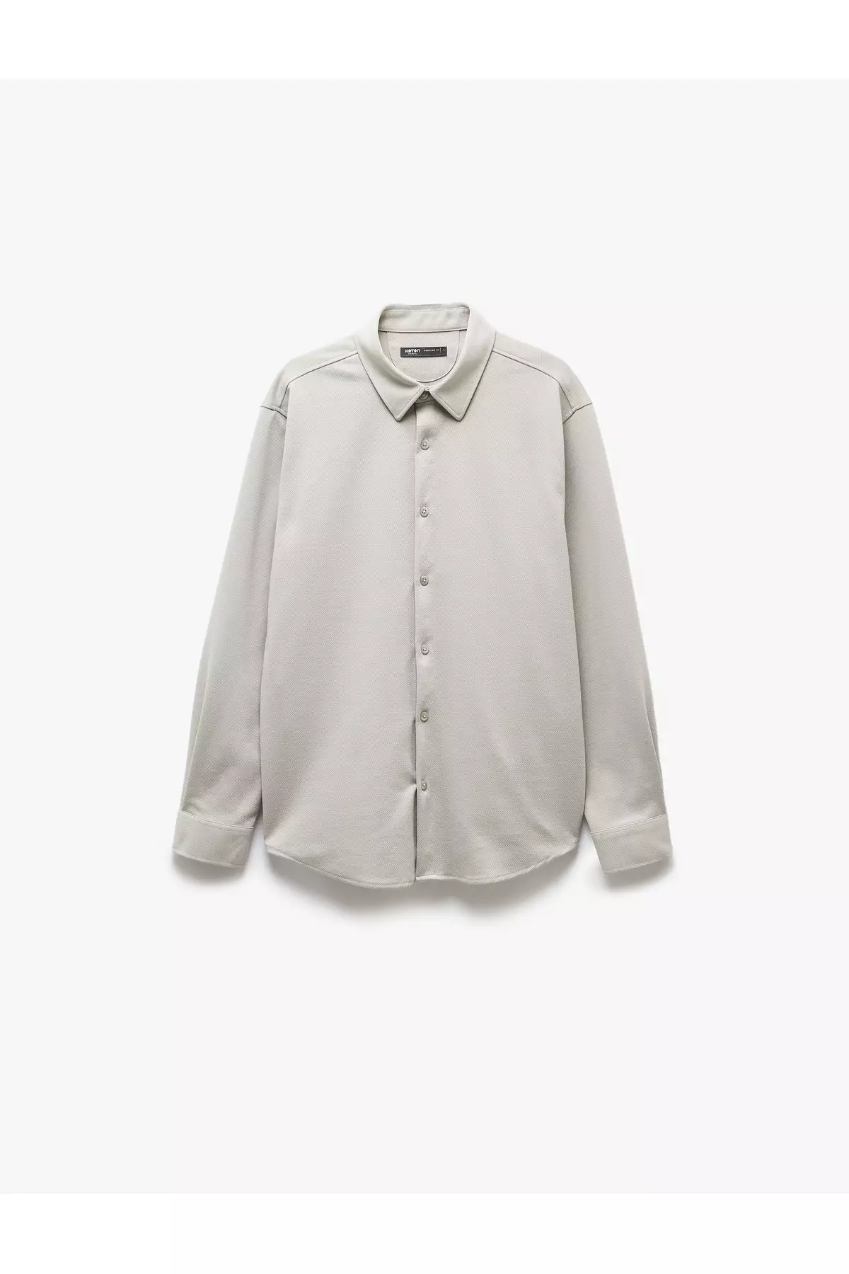 Cotton Buttoned Regular Fit Pique Fabric Long Sleeve Shirt