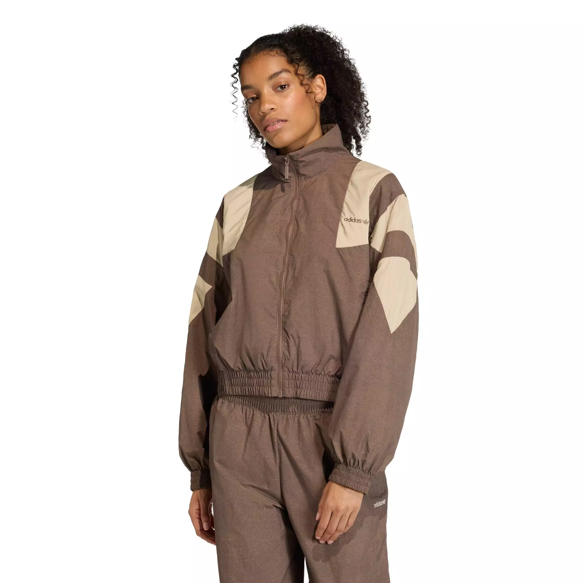 Lifestyle BLOCKED WASHED ZIPPED TRACK TOP Women Brown KD8787