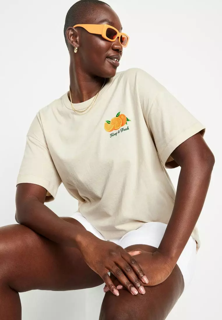 Oversized EveryWear Graphic Tunic T-Shirt for Women