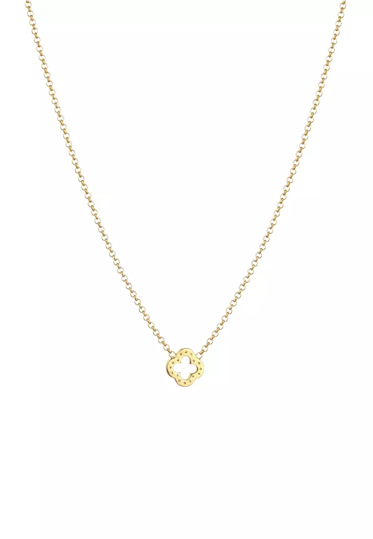 Necklace Choker Cloverleaf Zirconia Gold Plated