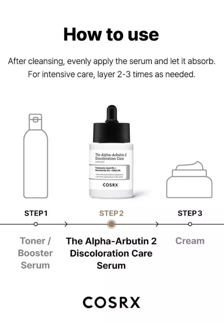 Cosrx The Alpha-Arbutin 2 Discoloration Care Serum 50ml(post-breakout concerns,hyperpigmentation and scars)