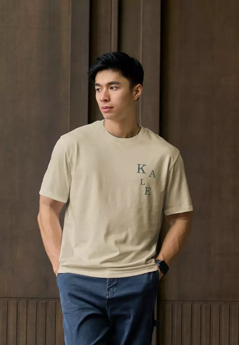 Kale Kai Beige / Cotton Cloudy / Kaos Boxy Fit / Kaos Korea / Atasan Kaos Pria / Kaos Basic Pria