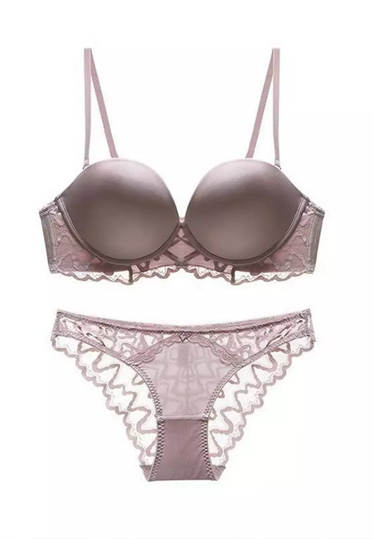 LMZ2420P Lady Sexy Bra and Panty Lingerie Set-Purple
