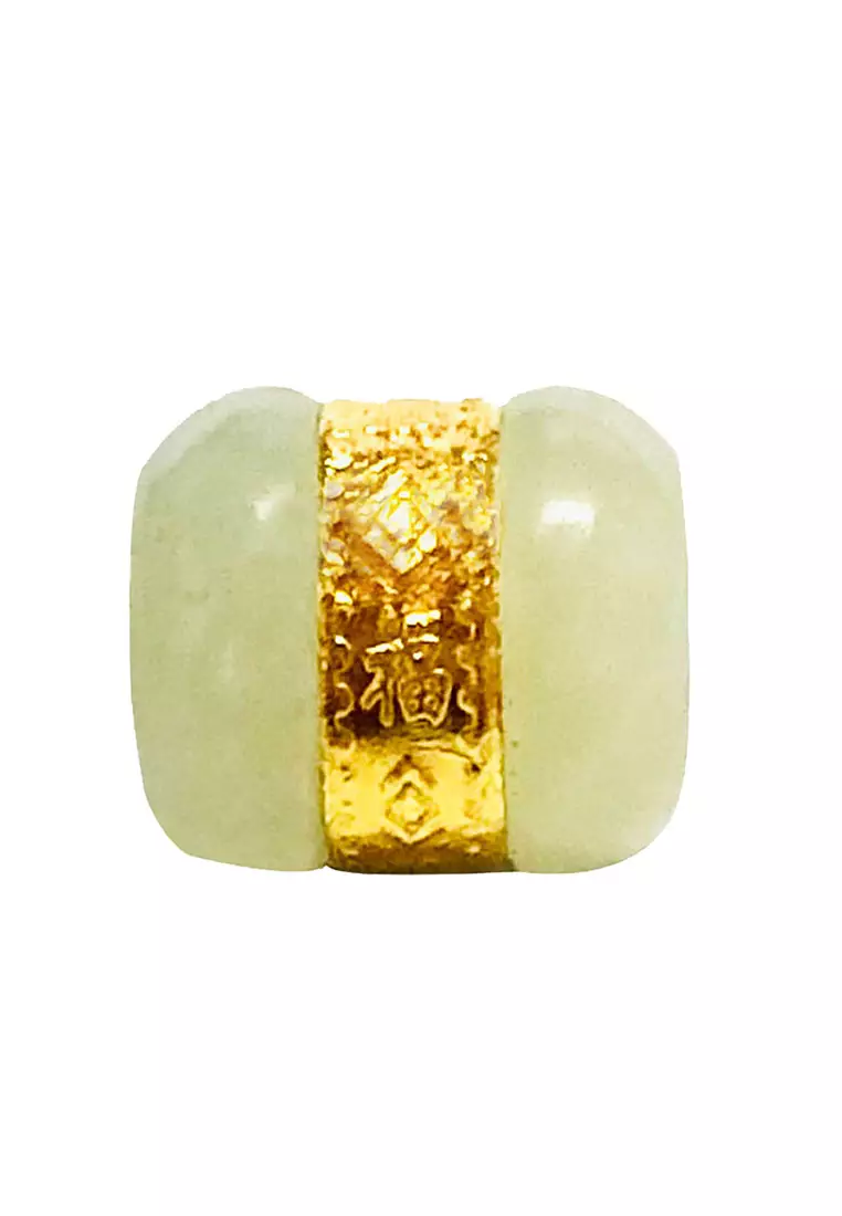 【特價】LITZ 999（24K）金玉配14K鍍金925銀鏈轉運路路通項鍊A2-SN