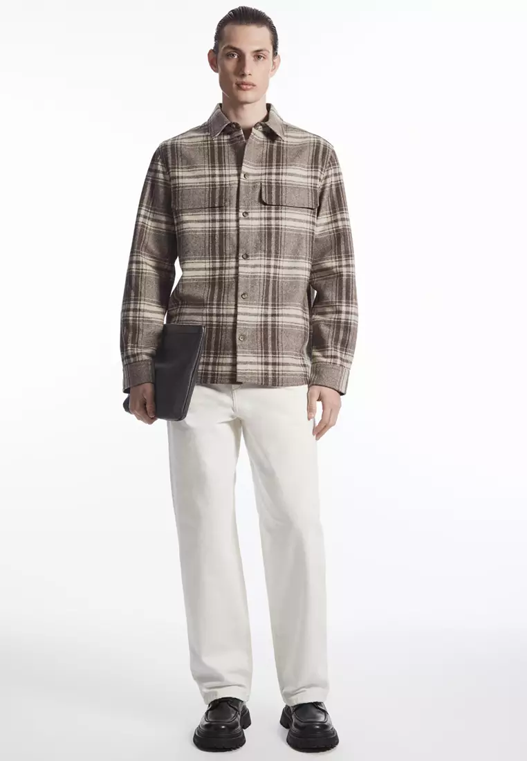 Checked Wool-Flannel Overshirt