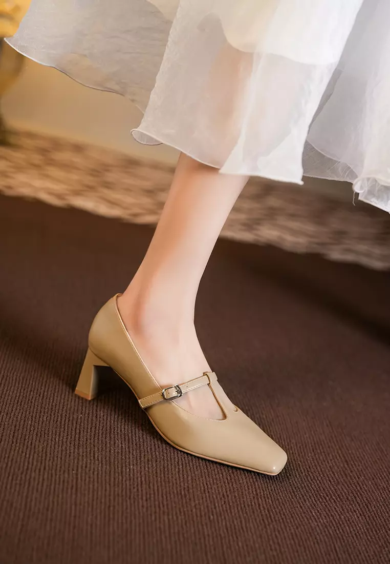 5CM T-Strap Square Toe Pumps BY2355-43