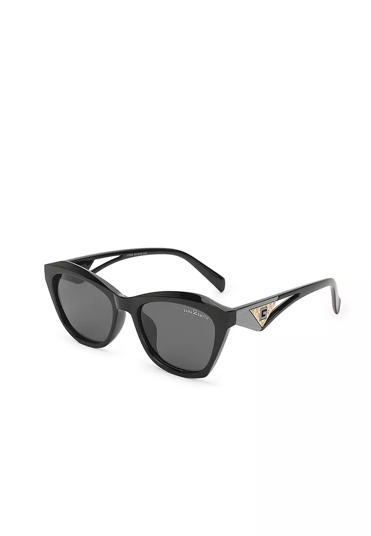 Unisex Polarized Cat-Eye Sunglasses (太陽眼鏡) - 黑色 / 灰色