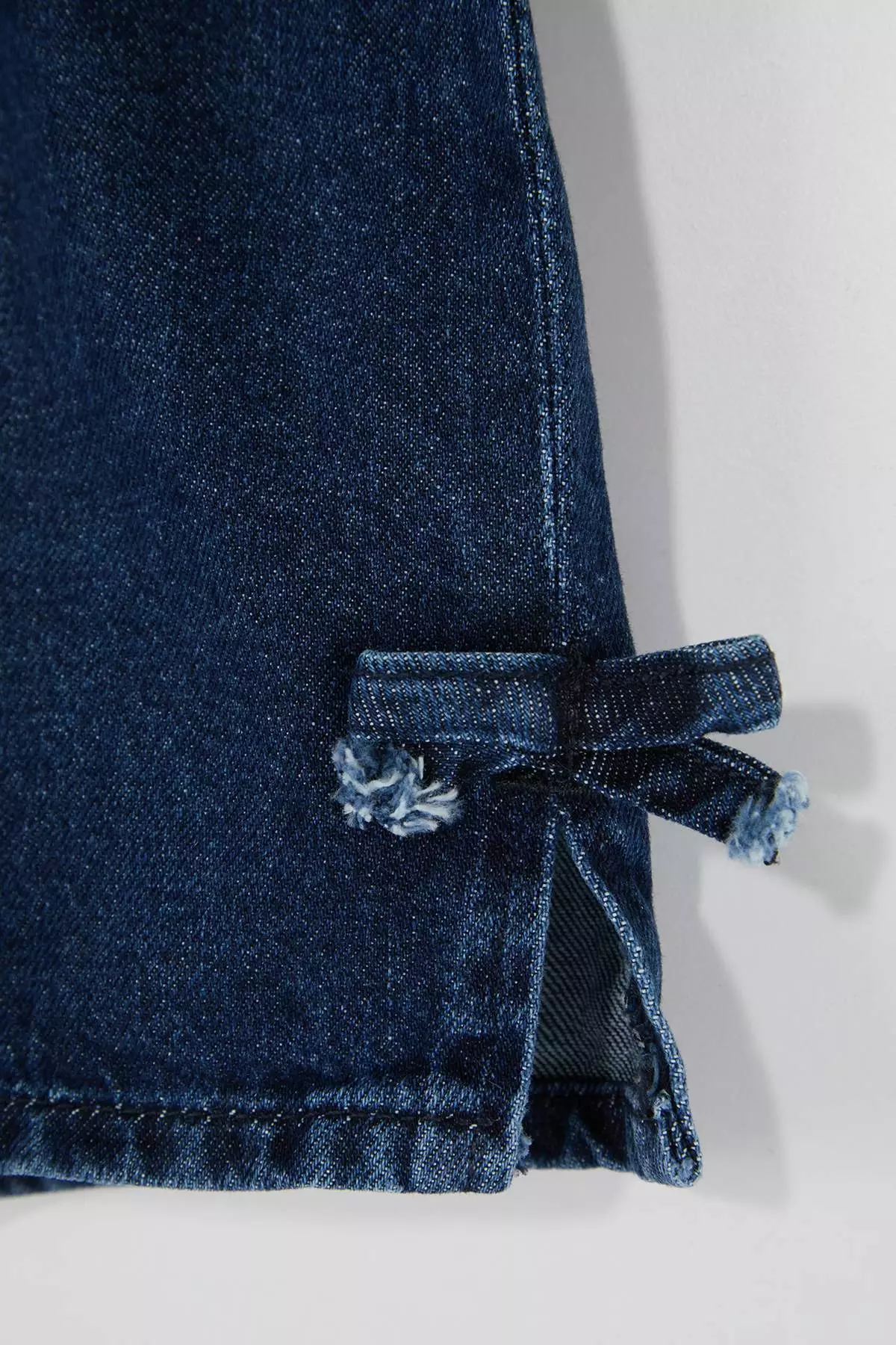 Indigo Girls' Ribbon Detailed Elastic Waist Plain Denim Holiday Shorts & Bermuda Shorts Tkdss26Sr00005