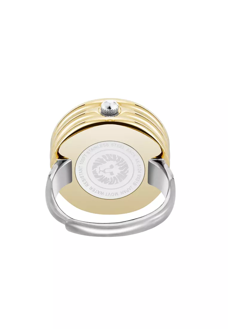 Anne Klein Silver Faceted Crystal Ring Watch