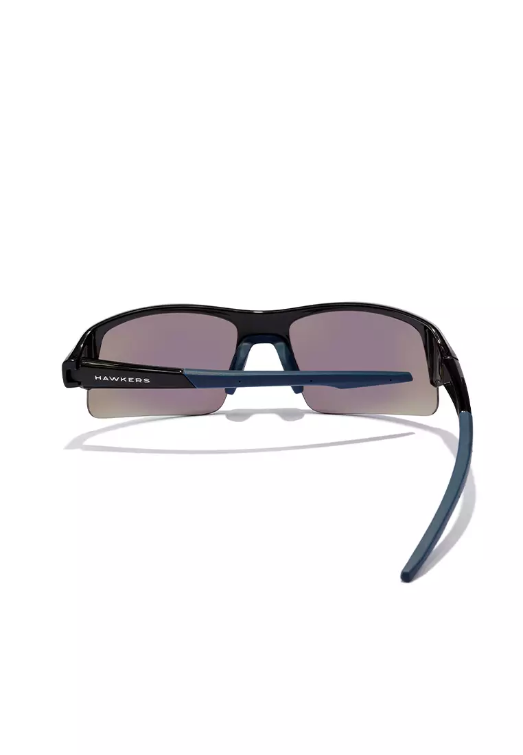 HAWKERS Black Blue Chrome BAT Sunglasses for Men and Women, Unisex. UV400 Protection. Official Product designed in Spain