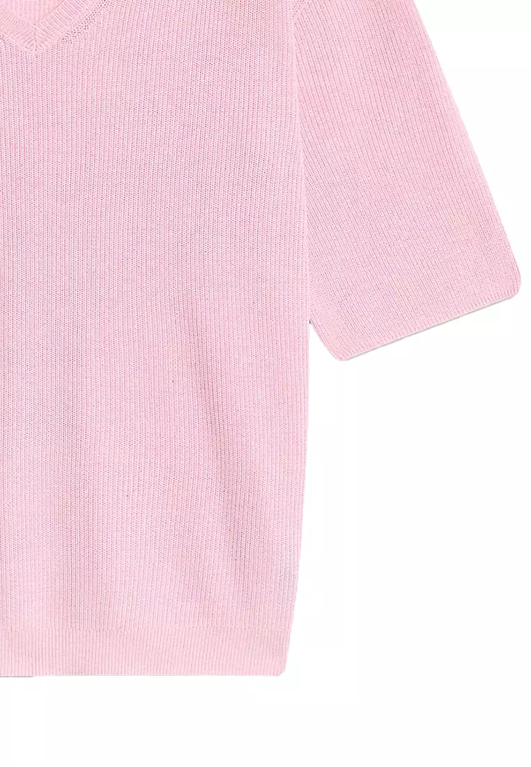 Linen Blend Rib Knit Tee