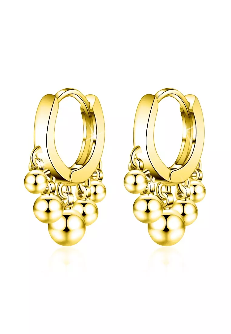 BULLION GOLD Boho Ball Charm Huggie Earrings