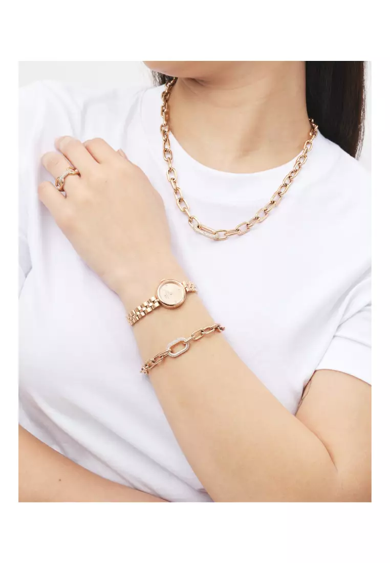 Crystal Link Necklace Rose Gold Fashion Necklace for women and men - Stainless Steel & Crystal - DW Official Jewelry - Authentic