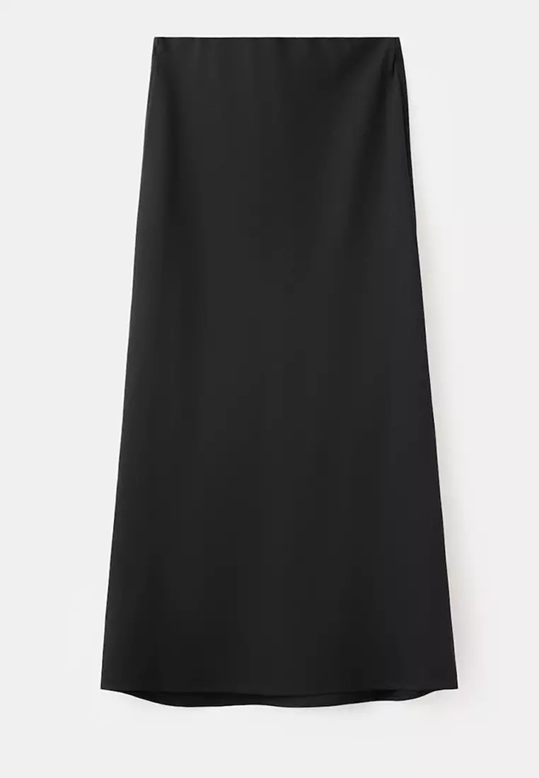 Linen-Blend Straight Skirt
