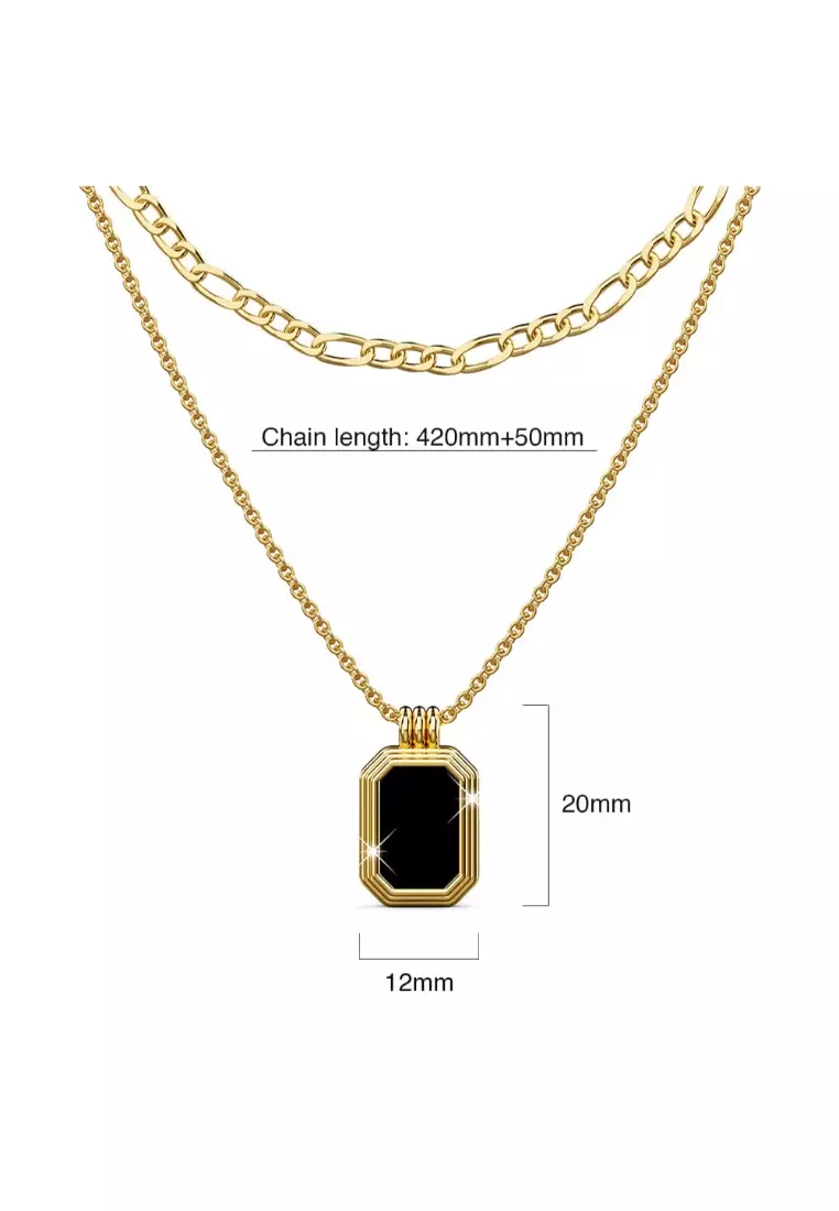 Gold chain with new arrivals black pendant