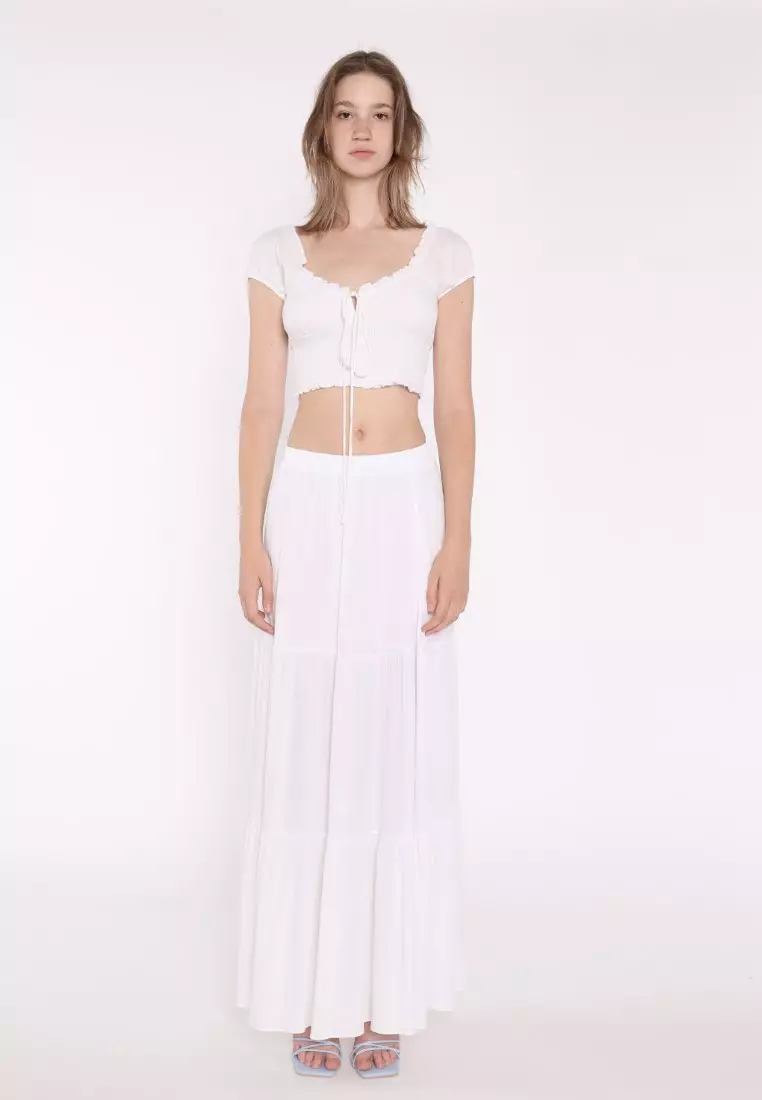 White Smocked Milkmaid Top