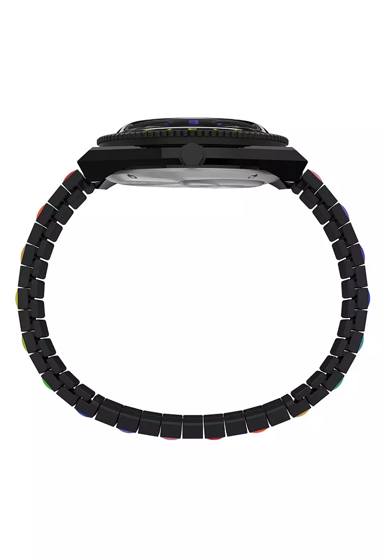 Timex Q Timex Black Stainless Steel Analog Quartz Unisex Watch TW2V65900