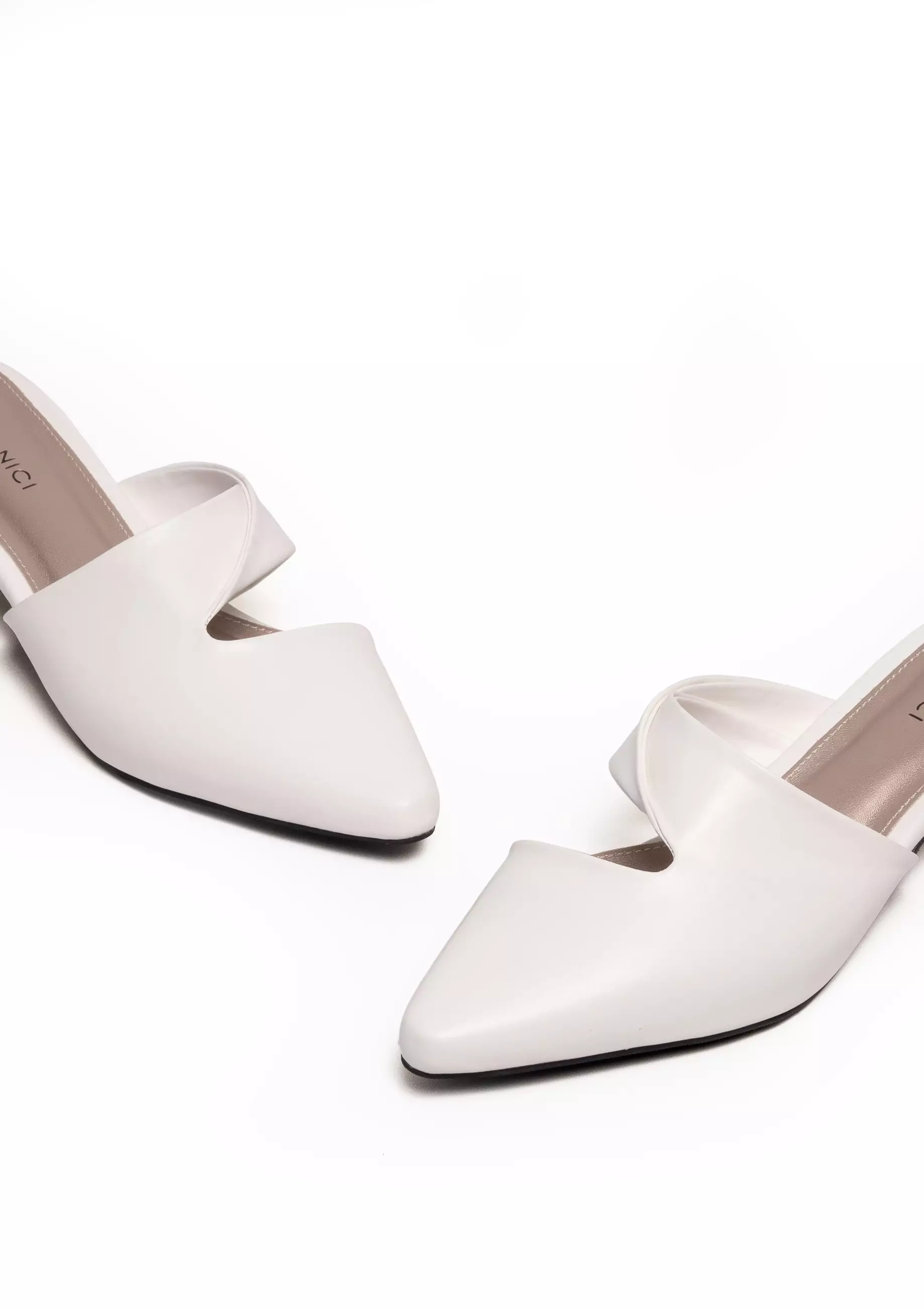 VIVI NICI - Carmen Sepatu Sandal Mules Wanita Hak 3 Cm Clean White