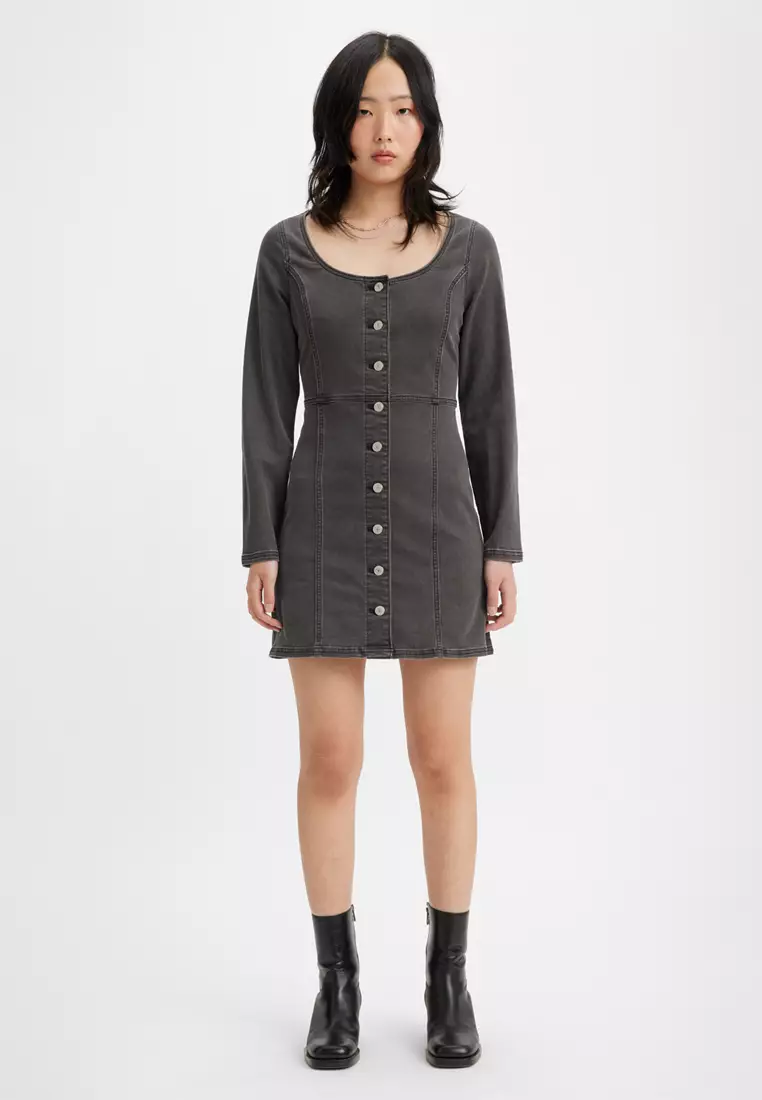 Levis black denim dress hotsell