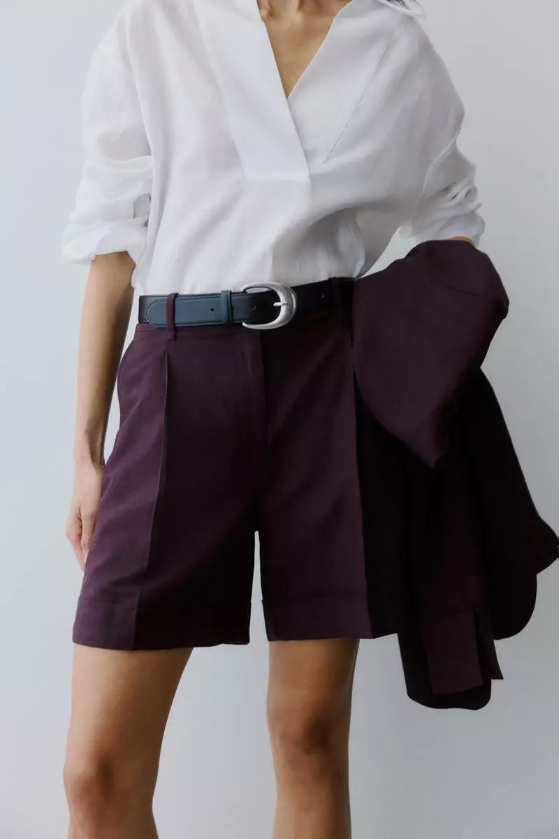 Tailored linen-blend shorts
