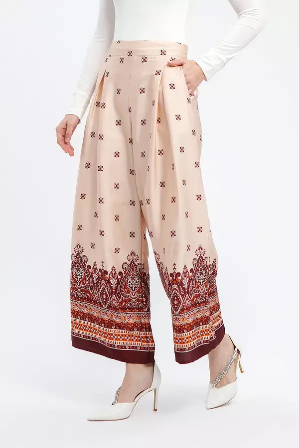 MINIMAL - Rynn - Kulot Lebar Motif Etnik - Pink