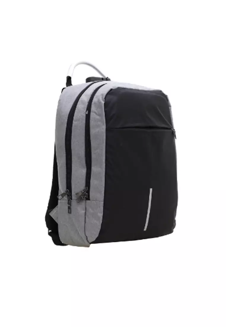 Barrack Tas Ransel Laptop Border Security Lock + USB Charger Port Material Nylon ORIGINAL - Light Gray