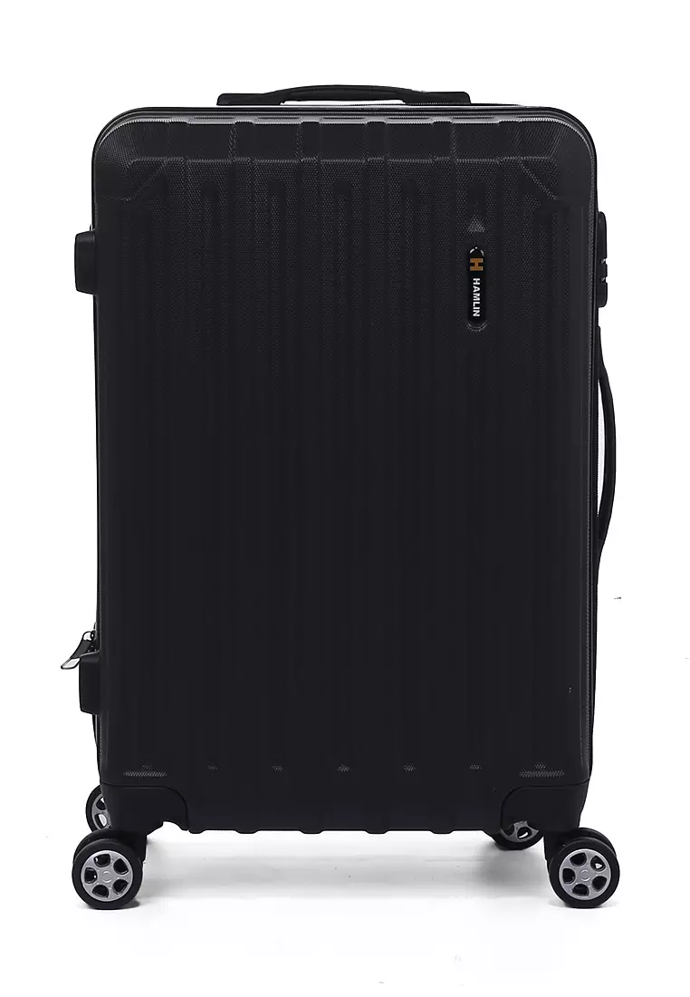 Isvara Tas Koper Hardcase Unisex One Set Suitcase Number Code Combination Lock Large Compartment Material ABS+PVC Coated ORIGINAL - Black