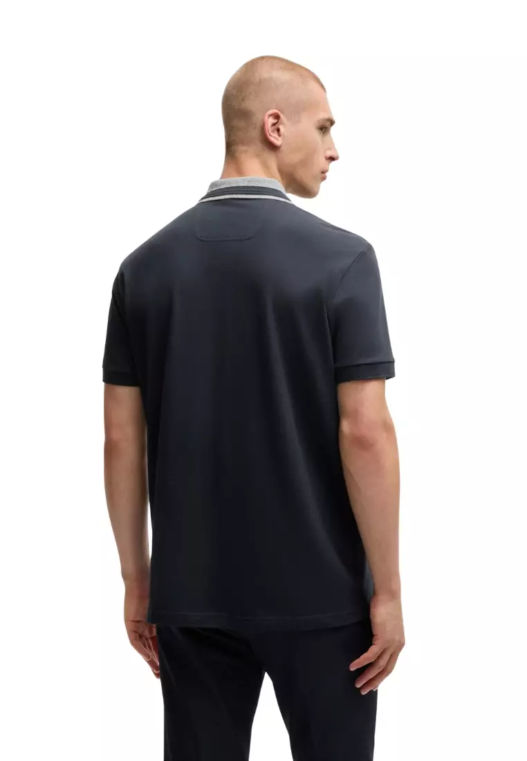 Boss Stretch-cotton polo shirt with logo detail