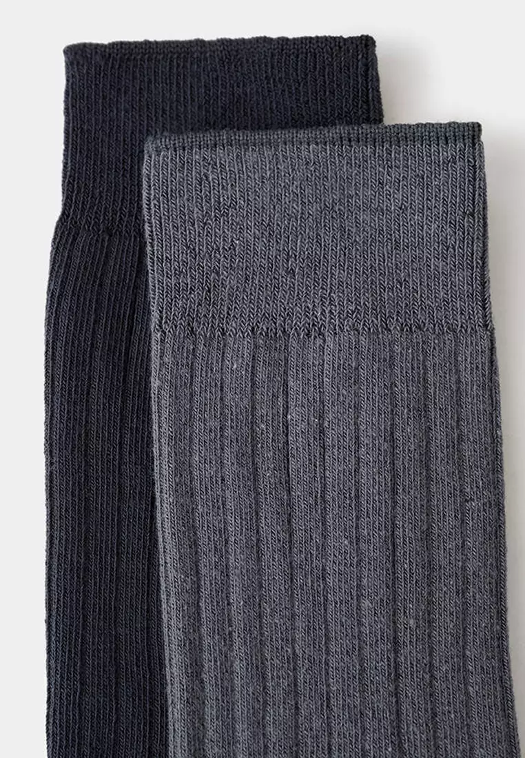 Pack Of 2 Ribbed Socks
