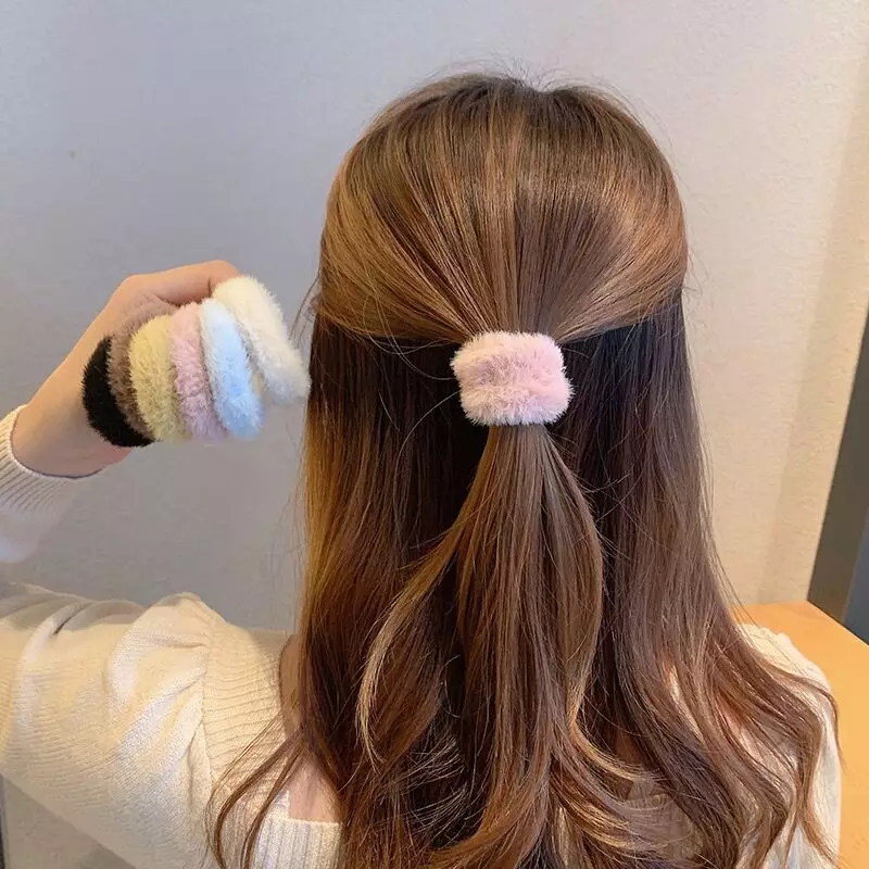 Wakakids Ikat Rambut Wanita Dewasa dan Anak Donat Bulu Halus Elastis Kunciran Korea Venhs Cokelat