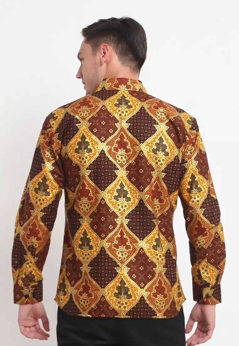 Gold Cube Kemeja Batik Pria Modern Lengan Panjang