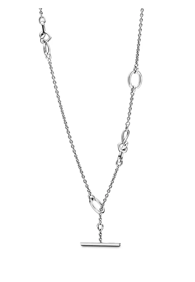 Knotted Hearts T Bar Necklace