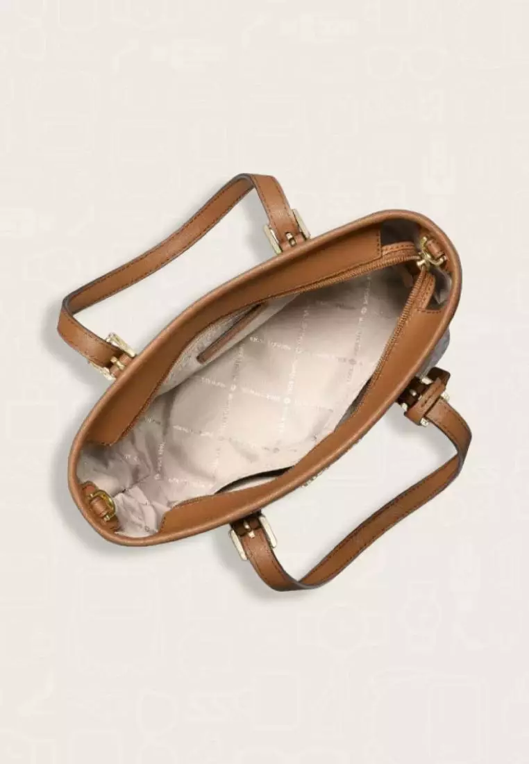 Michael Kors Jet Set Travel Extra-Small Logo Top-Zip Tote Bag Brown