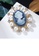 Glamorousky white Elegant Vintage Plated Gold Cameo Queen Embossed Geometric Oval Imitation Pearl Brooch with Cubic Zirconia 56448AC337CF16GS_3