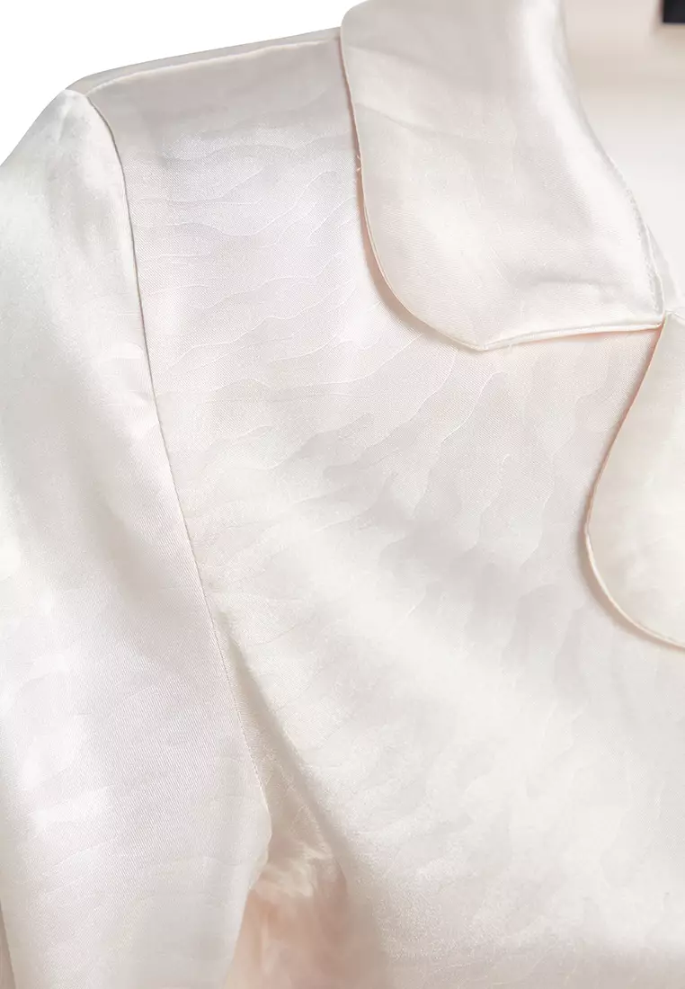 White Zebra Pattern Satin Pajamas Set