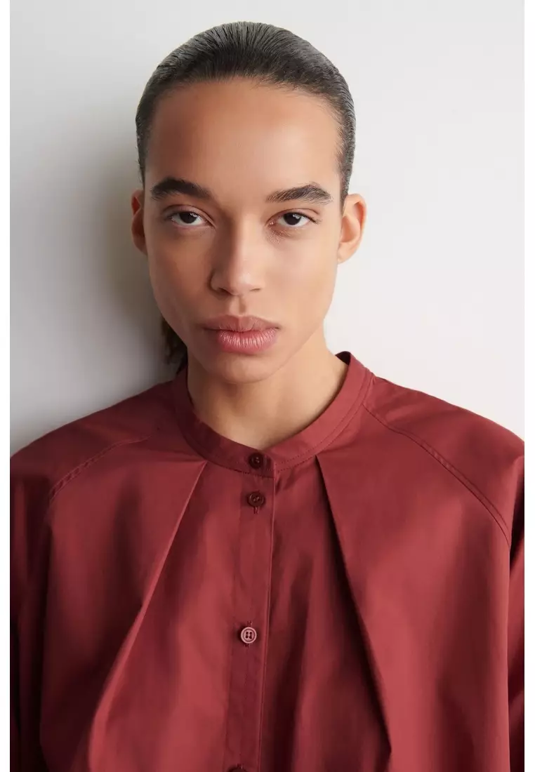 GRANDAD-COLLAR COTTON SHIRT