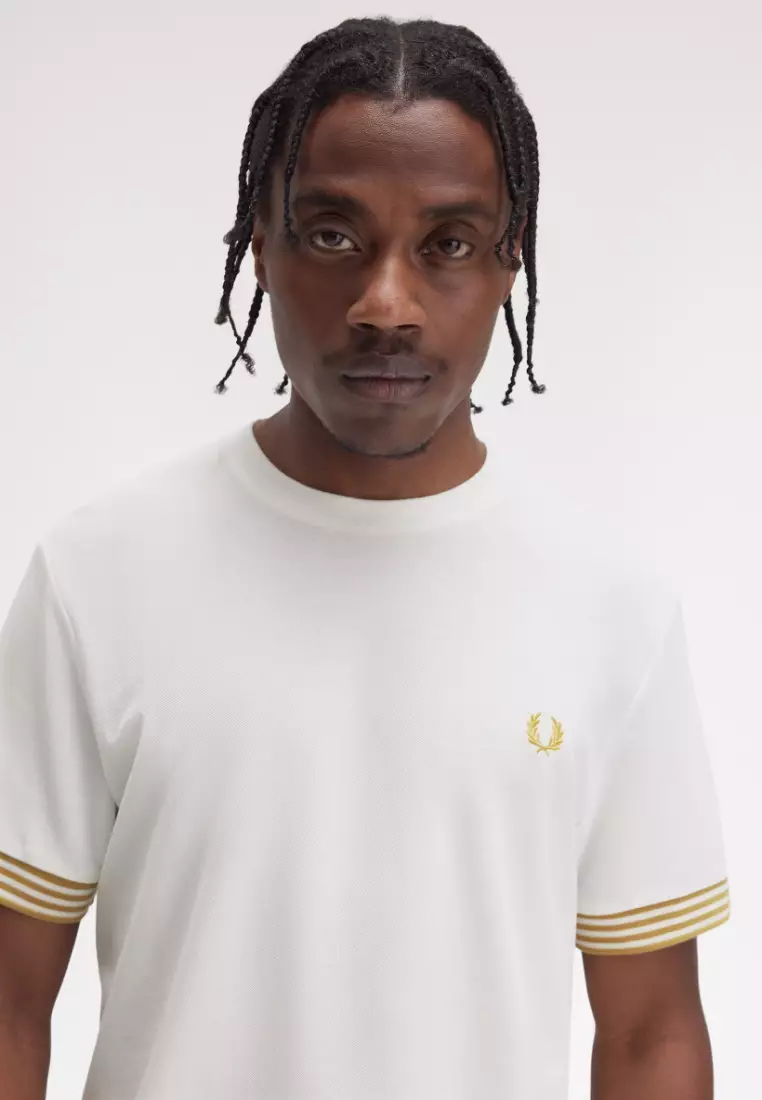 Fred Perry M7707 Striped Cuff T-Shirt (Snow White)
