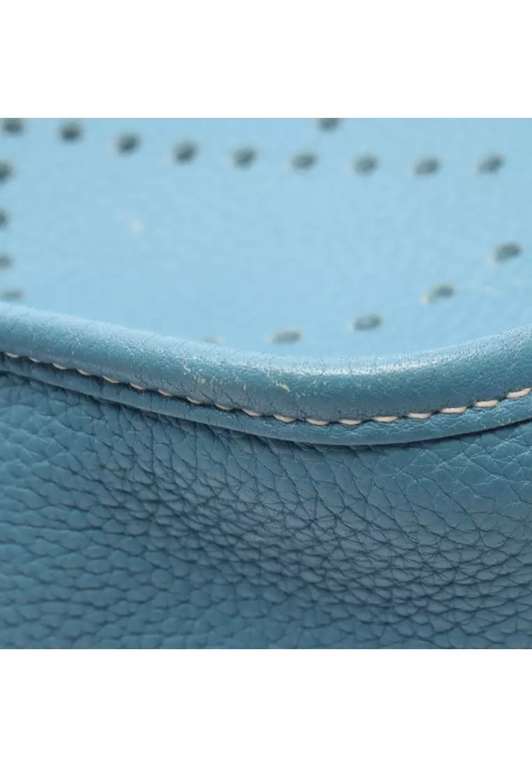 Pre-Loved Hermès Evelyn 3 Troyes PM blue jean Shoulder bag Clemence leather blue silver hardware □N engraved