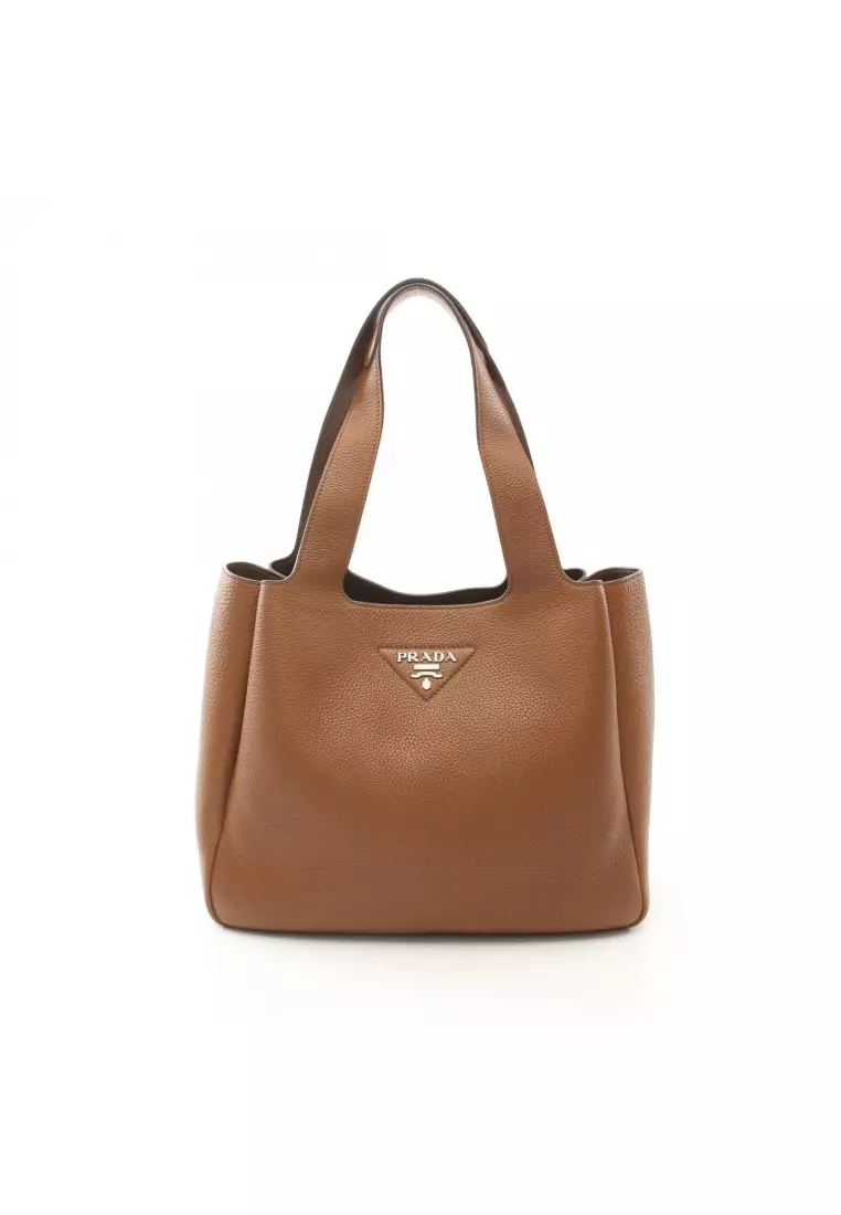 【PRADA】プラトートバッグ ブラウン 2025AW PRADA ブラウンレザー トートバッグ