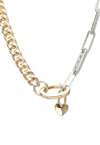 Red's Revenge gold Heart Lock Chain Necklace A4FA0AC17503ADGS_1