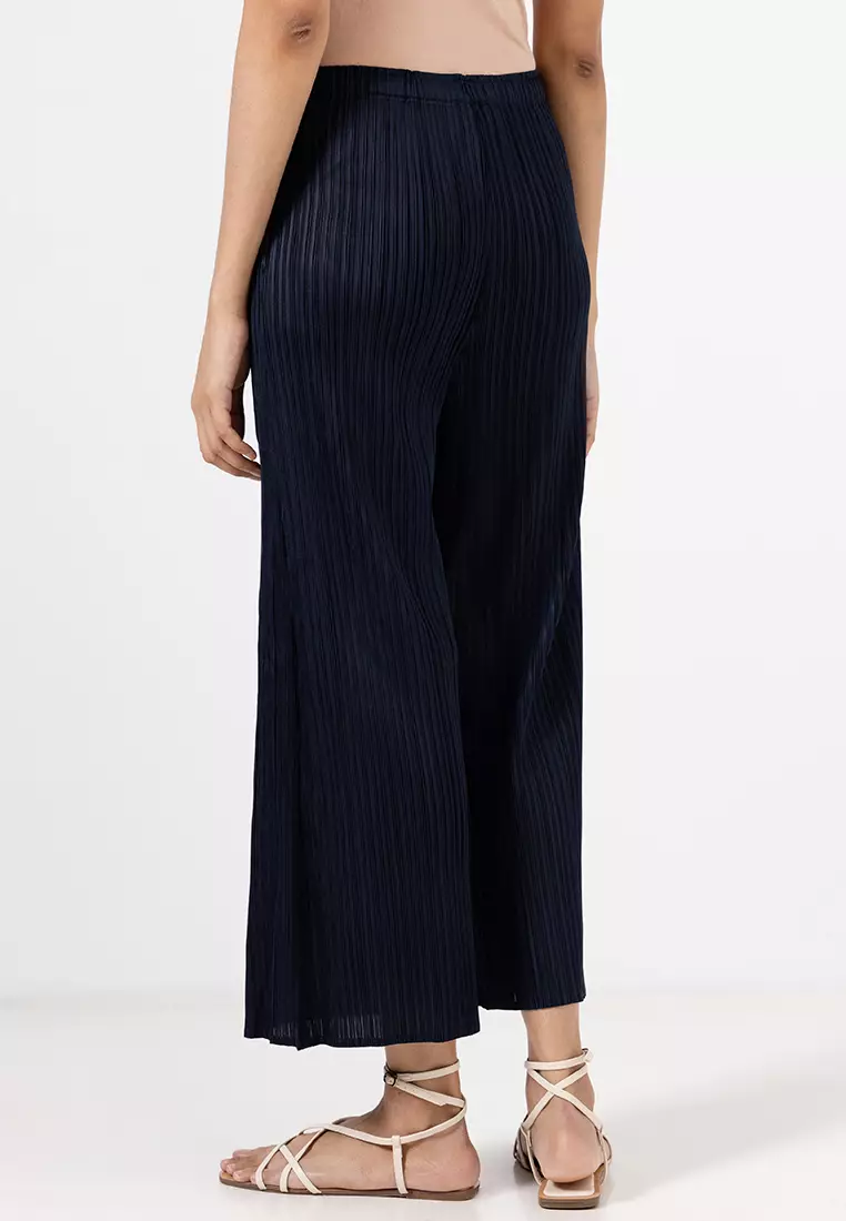 Plissé Pleated Wide-Leg Pants Colours - Navy